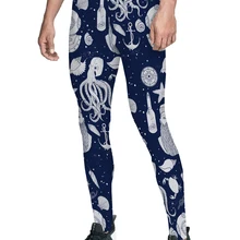 Морской мореходный Осьминог Якорь брюки мужские леггинсы влагоотводящие скрытый карман длина до колена износостойкость 3D печать Хэллоуин Привет