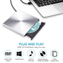 USB 3.0 Aluminum Alloy External DVD Burner Writer Recorder CD ROM Player Slim Portable Optical Drive For Laptop PC Windows