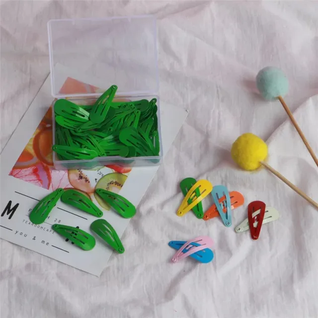 50Pcs/Box Korean 3cm Hair Clips Children Cute Hair Accessories Styling Candy Color Dripping Hairgrips Solid Barrettes Headdress green