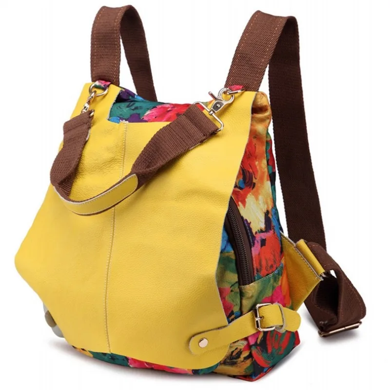 Vrouwen Multifunctionele Lederen Rugzak Reizen Ongedwongen Canvas Rugzak Bloemen Rugzak Grote Schooltas Voor Tiener Mochila Vrouwen Multifunctionele Lederen Rugzak Reizen Ongedwongen Canvas Rugzak Bloemen Rugzak Grote Schooltas Voor Tiener Mochila