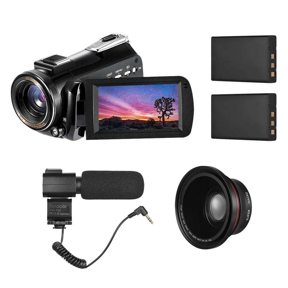 Andoer AC3 4K UHD 24MP Цифровая видеокамера DV рекордер 30X Zoom WiFi подключение ИК ночного видения ips lcd сенсорный экран