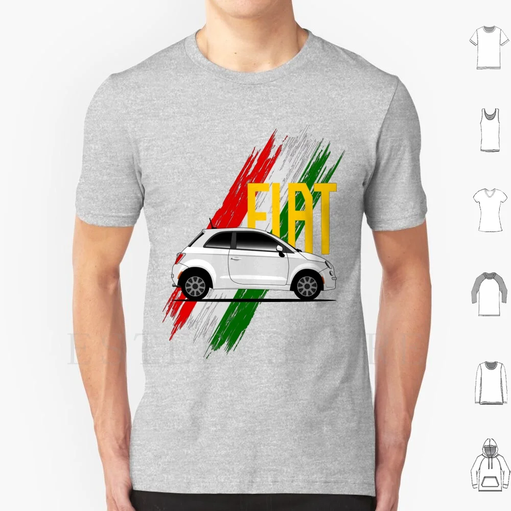 Fiat 500 Italy T Shirt Uomo Cotone 6Xl Fiat 500 Abarth Retro Classic Race Racing Car Italia Italiano Turbo Drift Alla Deriva Vintage