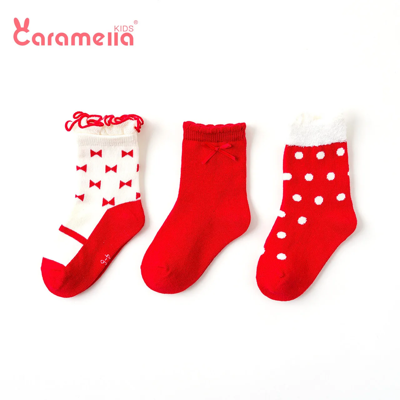 

3 Pairs Carmella New Red Christmas Children Baby In Autumn and Winter High Quality Warm Gift Lace Socks