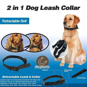 

2in1 Dog Leash Collars New Automatic Telescopic Lead Traction Rope Reflective Design Warning Line Retractable Harness