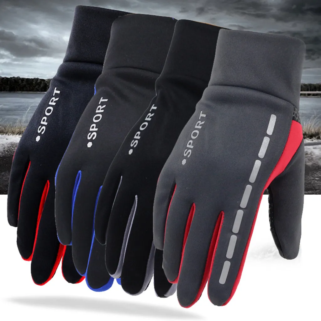 

Mens Winter Therm With Anti-Slip Elastic Cuff Thermal Soft Gloves Man waterproof Sports gloves Driving Cycling Warm Gloves Hot