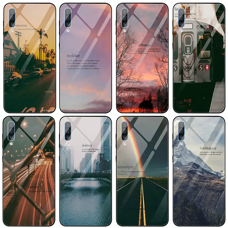 Tempered Glass Case for Samsung Galaxy J4 A8 A9 A10 A20 A30 A40 A50 A70 A80 A90 S8 S9 S10 Plus Bags City dictionary words quotes | Мобильные