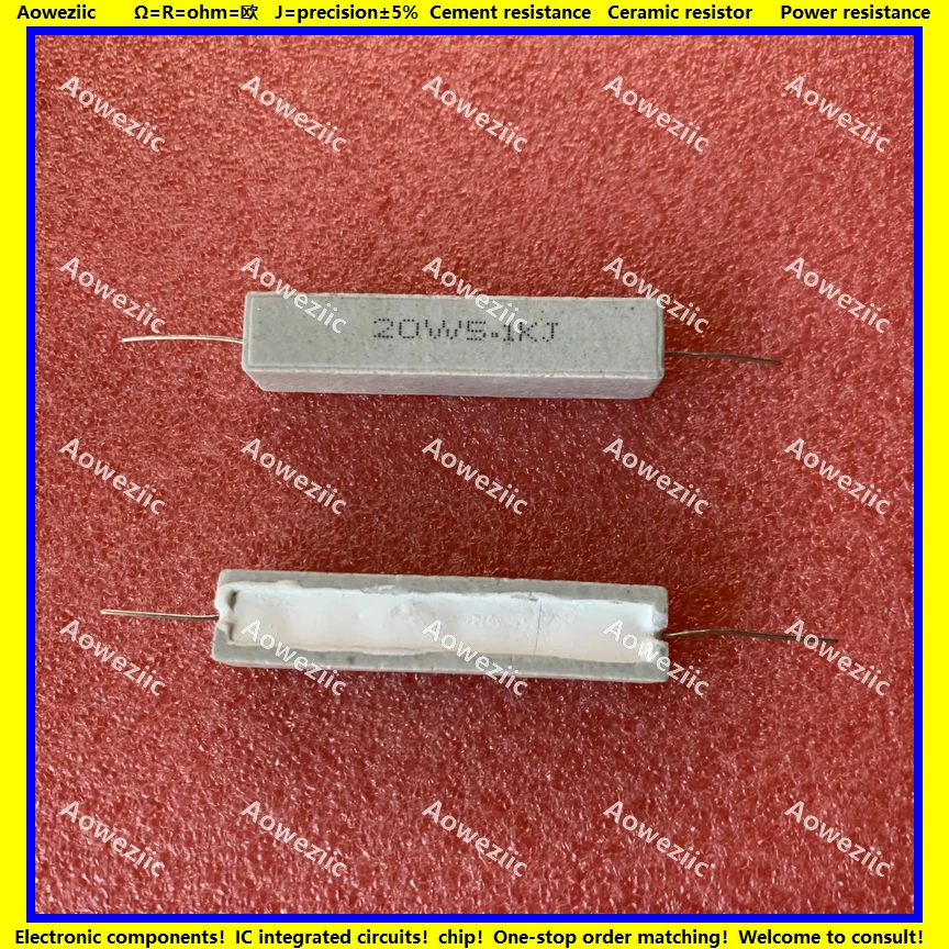 

Горизонтальный цементный резистор RX27, 20 Вт, 5,1 K Ом, 20W5K1J, 20W5.1KJ, 5100ohm, керамическое сопротивление, точность 5%, сопротивление мощности, 10 шт.