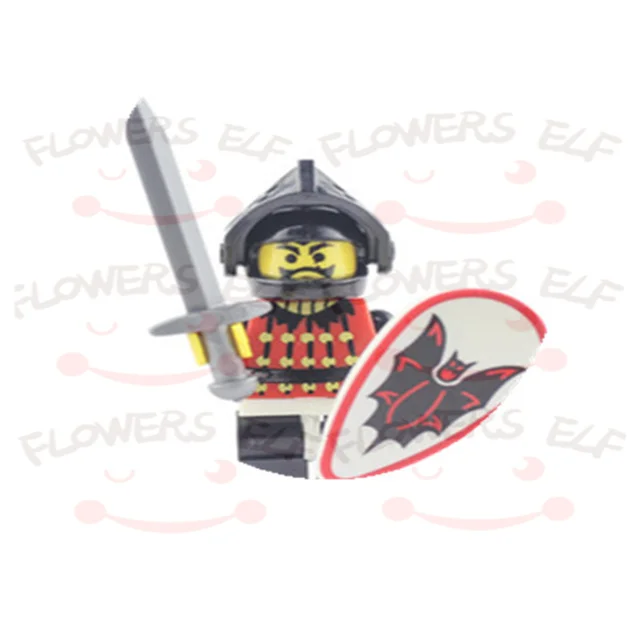 1PCS Blue Lion Red Green Dragon Knight Mini Two-person Villain Middle Age Assembling Building Blocks Children'sToy Medieval Knig 9805B