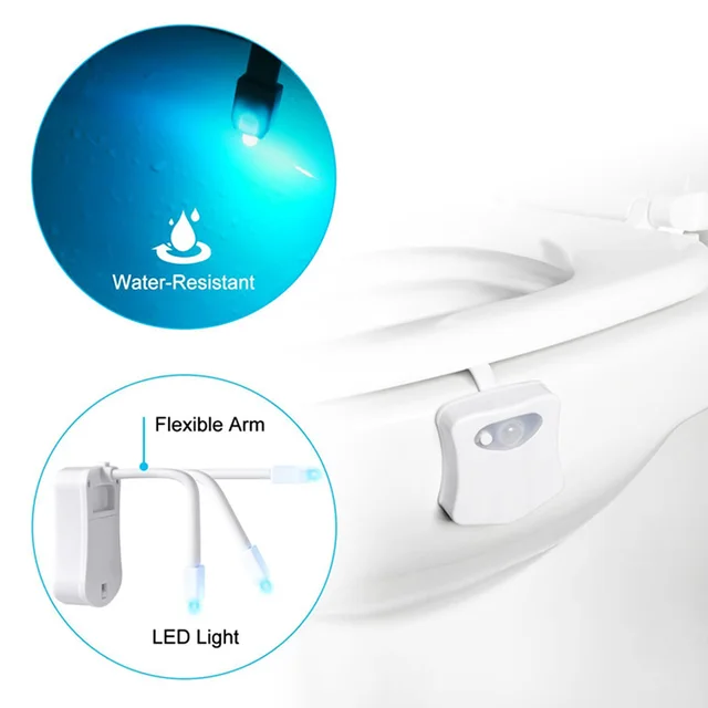 ZK30 Smart PIR Motion Sensor Toilet Seat Night Light 8/16 Colors Water –  eminee