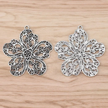 

6 Pieces Large Flower Charms Pendants for Necklace Jewellery Making 55x53mm