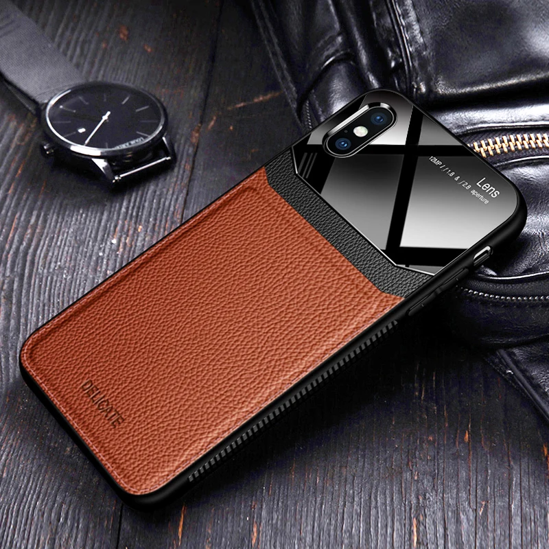 I coque, чехол, чехол, для apple Iphone XS Max Iphone X на кожаном зеркальном стекле Силиконовый противоударный телефон роскошные мягкие милые чехлы