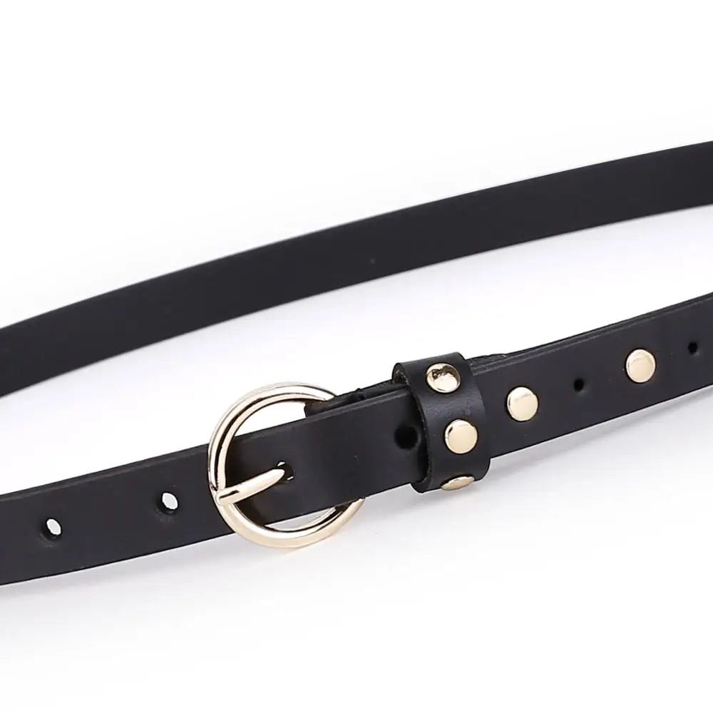 New Cowhide Leather Belt Lady Pin Metal Chain Waist Strap Street Belts for Women Girl