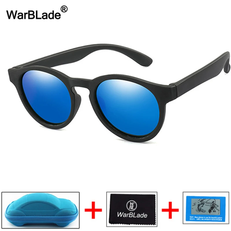 black blue gray-B Nodare Круглый Милые Детские поляризованные солнцезащитные очки для мальчиков и девочек детские солнцезащитные очки силиконовые защитные детские солнцезащитные очки Бамбук UV400 с Чехол - Цвет линз: black blue gray-B