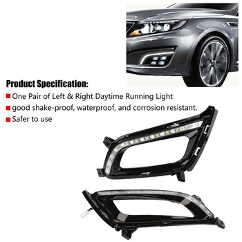 

1 Pair 12V 0.5W Car Daytime Running Light Turn Signal 2-Color Drl Led Fog Lamp for Kia Optima K5 2014-2015 Car Accessories