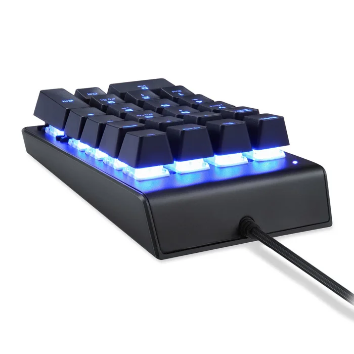Mechanical Numeric Keypad Slim Blue Backlight USB Wired 22 Keys for Laptop Desktop PC EM88