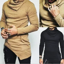 ZOGAA Mens Turtleneck Sweaters Irregular Design Top Male Sweater Solid Color Mens Casual Sweater Pullover Sweaters Mens Clothing
