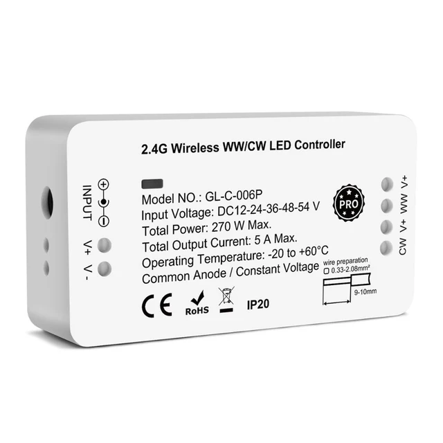 Zigbee 3.0 Smart Pro WWCW Controller Warm White Cold White Light Work with RF Remote, for LED Strip WWCW-ZIGBEE PRO