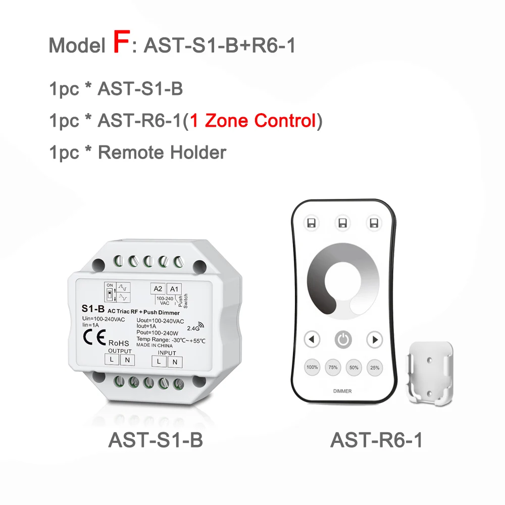 Model F Светодиодный диммер Triac 220V 110V 230V переменного тока с регулируемой яркостью кнопочный переключатель RF 2,4G Беспроводной дистанционный умный WiFi регулятор яркости освещения для Светодиодный лампа - Цвет: Model F