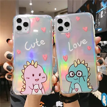 

Gradient Rainbow dinosaur Laser Cases For iPhone X XS Max XR Transparent Soft Fundas For iPhone 11 XR 6 6S 7 8 Plus Clear Cover