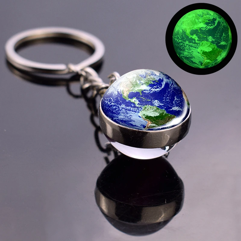 

Earth Moon Glass Ball Keychain Universe Sun Jupiter Galaxy Solar System Planet Ball Pendant Keyrings Double Side Jewelry Gift