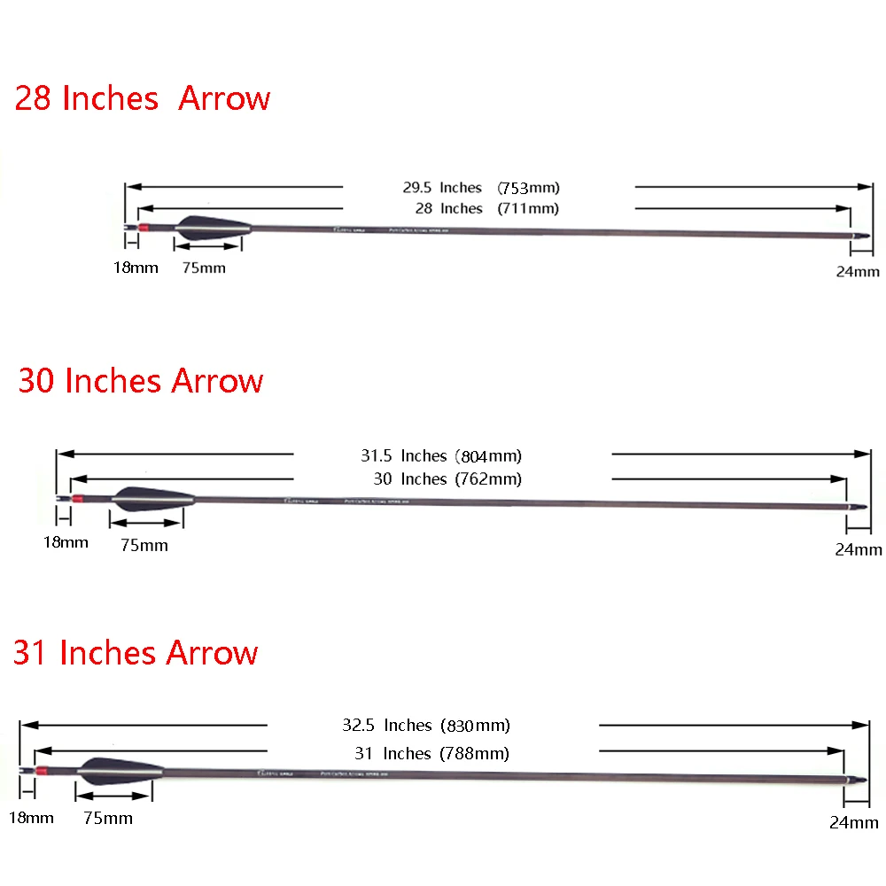 Pure Carbon Arrows Archery Replaceable Arrowhead ID 6.2 Spine 300 400 Recurve Compound Bow Hunting Shooting 2