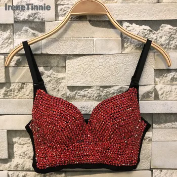 

Irene Tinnie2020 Diamond Sexy Fashion Nightclub Dance Performance Vest Wrapped Steel Women Festival Sleeveless Bustier Crop Tops