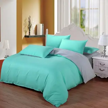 

50Classic Simple Bedding Set 7 Size Grey Blue Pink Solid Bed Linen 4pcs/set Duvet Cover Sets Bed Sheet Ab Side Home Textile 2019