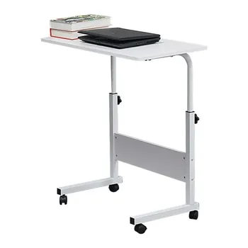 

Detachable P2 15MM particleboard and steel side table with bezel white with roller adjustable height computer table
