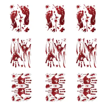 

9Pcs Stickers Bloody Scary Cool Wall Stickers Bloody Handprints Stickers Footprints Stickers for Office Garden Home