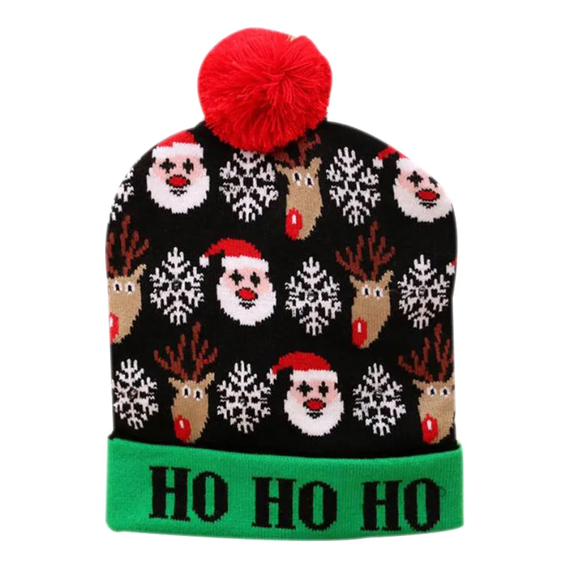 Winter Newborn Cute Warm Kids Girls Boys Baby Christmas Cartoon Hats Knitted Wool Hemming Caps With Ball