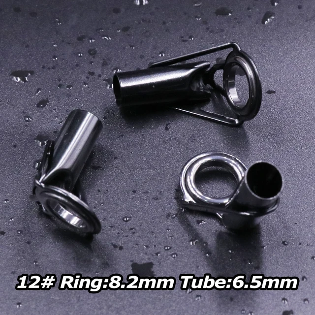 3Pcs Fishing Rod Tip Guides Repair Kit Stainless Steel Frames Ceramics Rings Black Rod Building Guide Eye Building Repair 6#~16# Size12 6.5mm 3Pcs