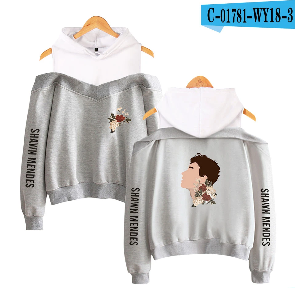 Золотой Shawn Mendes Хит Один сеньорита фанатов любимый розовый с открытыми плечами толстовки для женщин осень зима модные повседневные толстовки пуловер - Цвет: Золотой