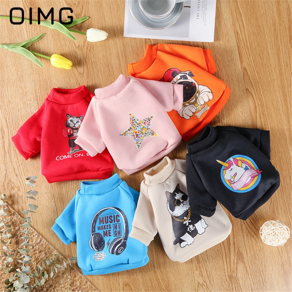 

OIMG Cartoon Small Dogs Hoodies Sweatshirts For Dogs Clothes Pomeranian Spitz Autumn Winter Pet Cats Clothing Cute Puppy Costume