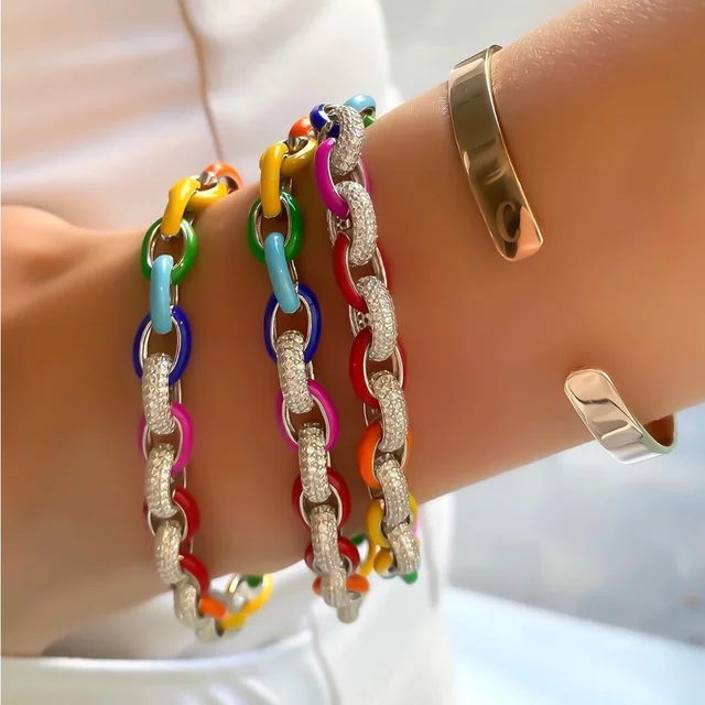Colorful Bracelet Rainbow Chain Bracelet Rainbow Bracelet 