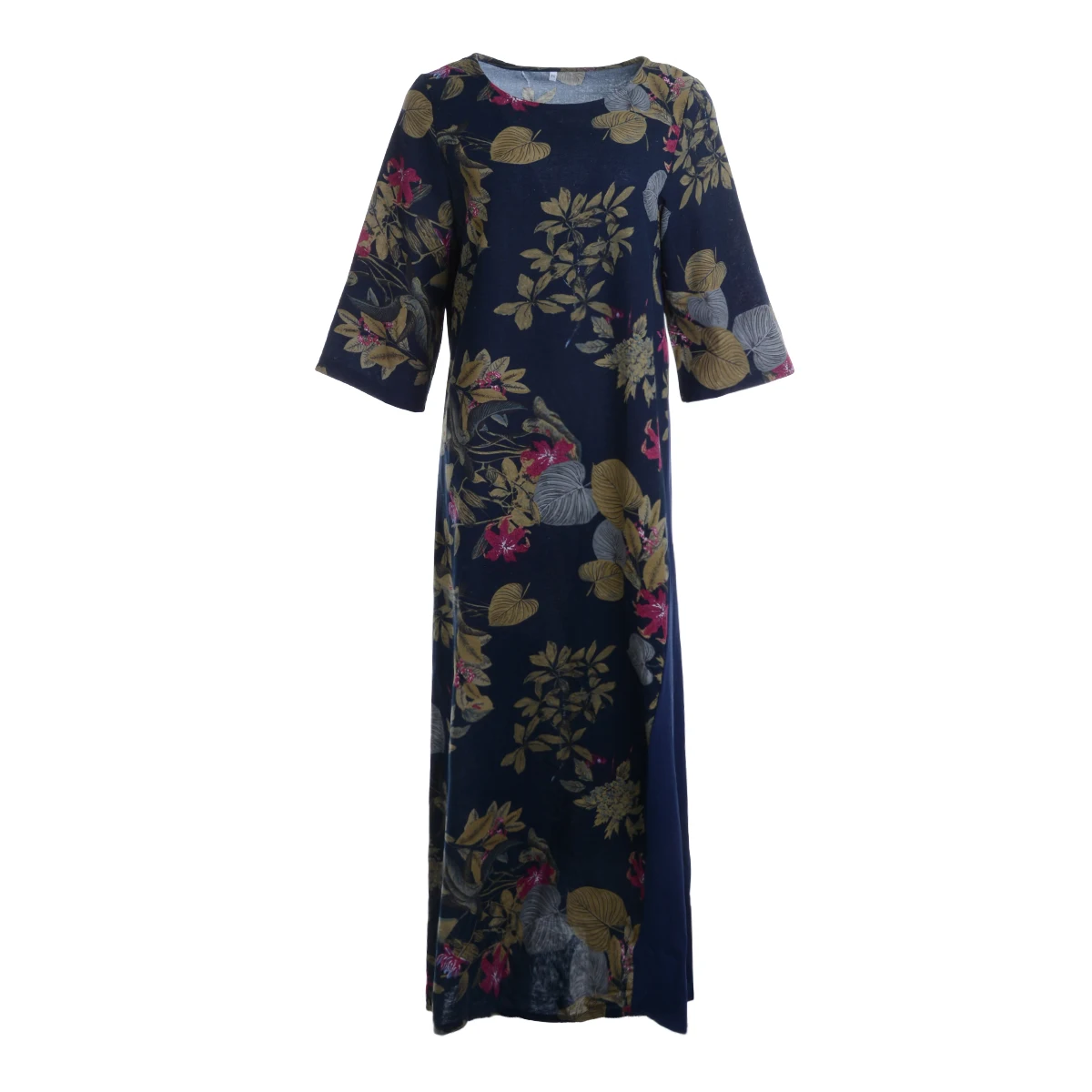 Boho новые женские свободные длинные платья женские цветочные хлопок лен с рисунком свободное нарядное платье Летнее повседневное сарафан большого размера S-5XL
