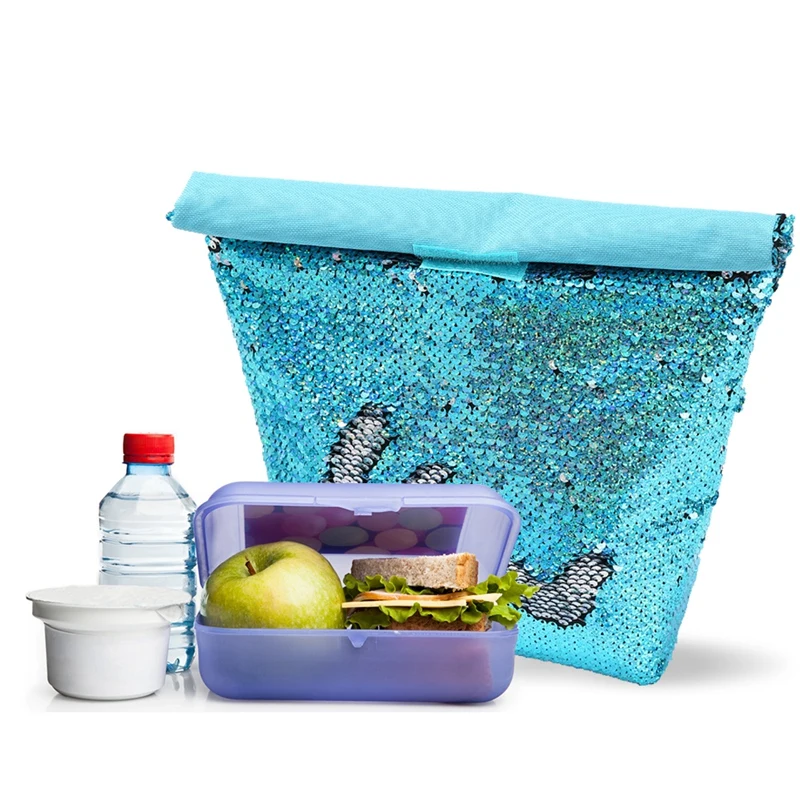 Русалка ланч бокс флип Sequin изолированный ланч бокс блестки Sequin Изолированная школьная сумка для обедов тепловой многоразовый для обеда Tote Ланч