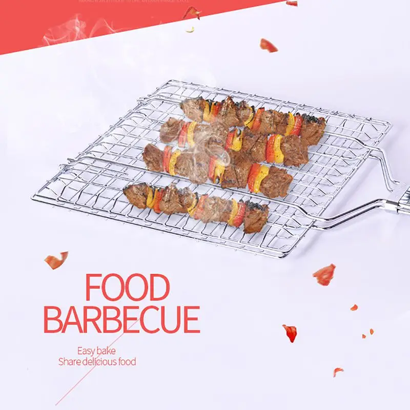 

Grill Basket Folding Dual Fish Hamburger Clip Folder Clamp BBQ Roasting Grilling Net Mesh Picnic Tool