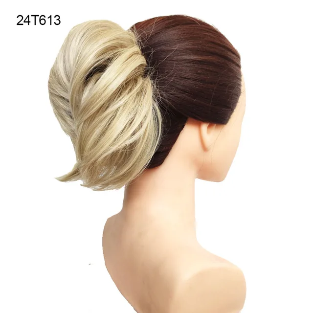 Jeedou Messy Chignon Donut Hair Bun Pad Elastic Hair Rope Rubber Band Synthetic Hairpiece Gary Brown Color S-24T613
