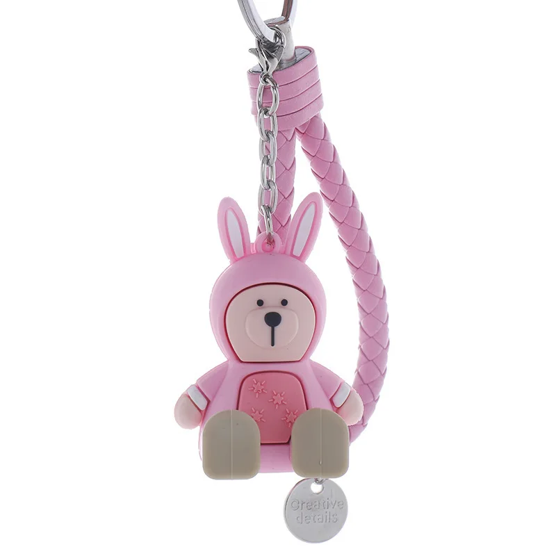

2019 Cartoon Cute Bears Doll Key Chain Soft rubber animal Keychains Women Car Bag Pendant Belt Trinkets Key Ring Porte Cle