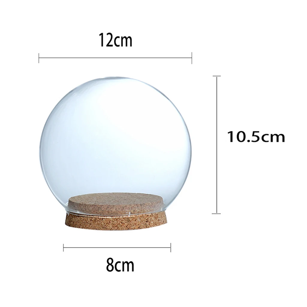 Modern Handcraft Glass Dome Cover Dry Flower Vase with Wood Cork Base Landcrape Figurines Model Display Artwork