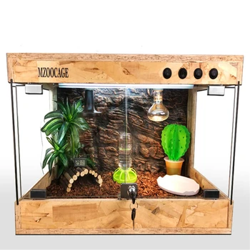 

Reptile OSB Feeding Box Tortoise Equipment Set Lizard Hedgehog Insulation Pet Solid Wood Glass Door