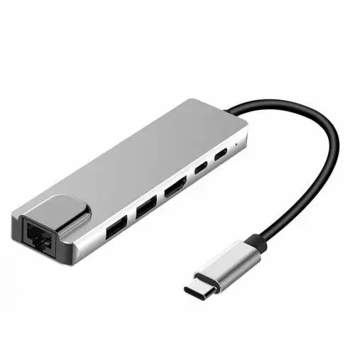 

GloryStar 6-in-1 USB-C Hub Multi-port Adapter USB Type C Hub Adapter Dock with 4K HDMI RJ45 Ethernet Lan USB Charge