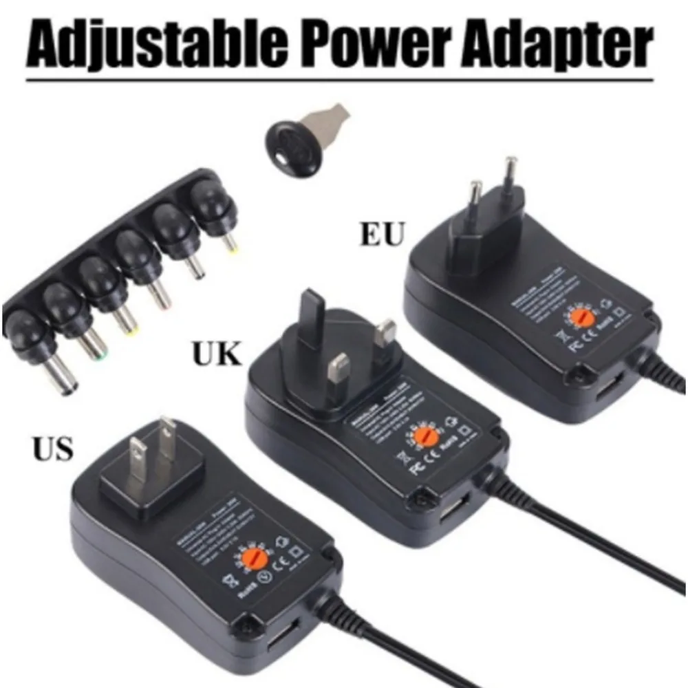 30W блок питания универсальный адаптер AC/DC 3 V/4,5 V/6 V/7,5 V/9 V/12 V 1.5A регулируемый