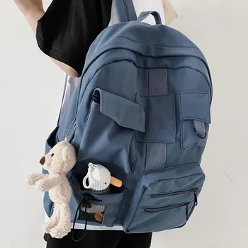 

HOCODO Fashion Multiple Pockets Women Backpack Female New Casual Nylon High Capacity Travel Backpack Soft Fabric Backpack Female