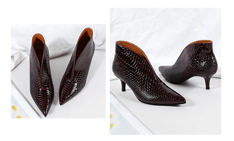 Snake Patent Leather Stilettos Pumps Women Shoes  Tip Head V Mouth High Heels Women Shoes 2020 Spring Small Thin Heel Lady Pumps (13)