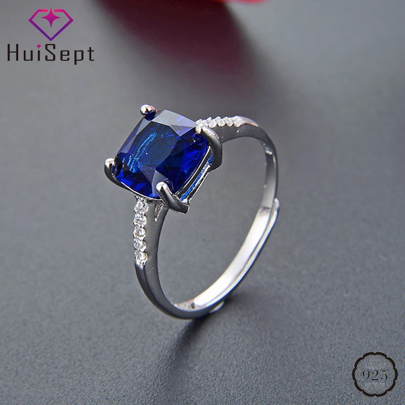 

HuiSept Trendy Finger Women Ring 925 Sterling Silver Jewelry Sapphire Gemstone Open Rings Accessory for Wedding Engagement Party