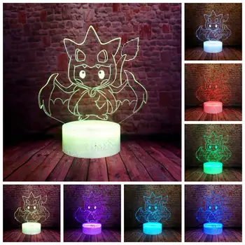 

Kawaii Cosplay Pikachu Anime Figure 3D Illusion LED Kids Nightlight Colorful Changing Light Light-up Toys