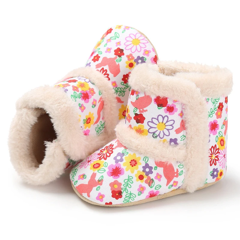 Toddler Warm Winter Flower Cartoon Baby Boots Little Girl Shoes Newborn Snekers Soft Snow/infant /baby Girl/boots Crib Shoes