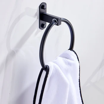 

bathroom towel ring hand towel holder Stainless Steel towel rack black bath accessories porte serviette mural salle de bain