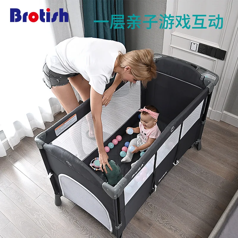 Brotish New Upgrade Multifuction Baby Crib Splicing Large Kid Bed Removable bb Portable Folding Newborn Cot Bedside Bed Cradle